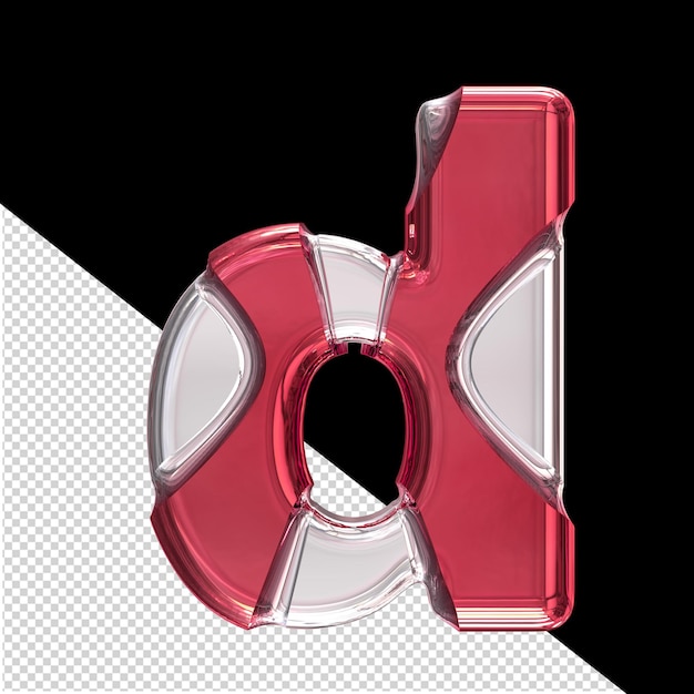 Silver symbol with red inlays letter d