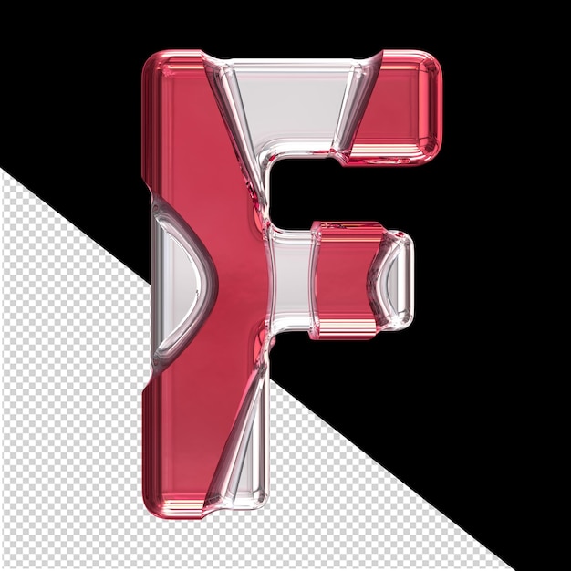 Silver symbol with red inlays letter f