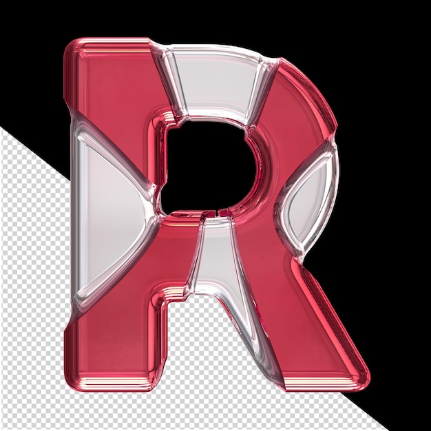 Silver symbol with red inlays letter r