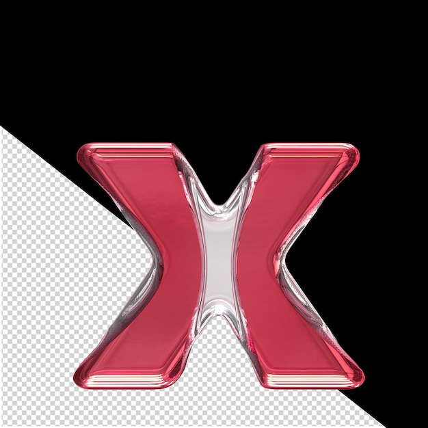 Silver symbol with red inlays letter x