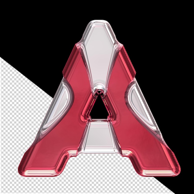 Silver symbol with red inlays letter a