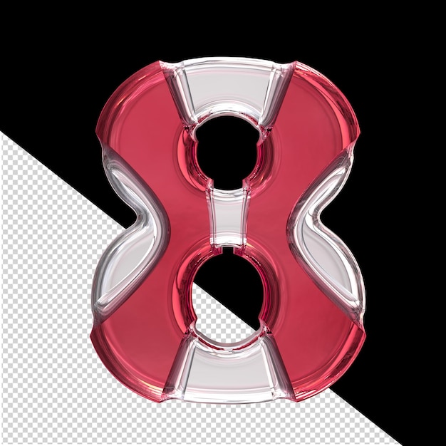 Silver symbol with red inlays number 8