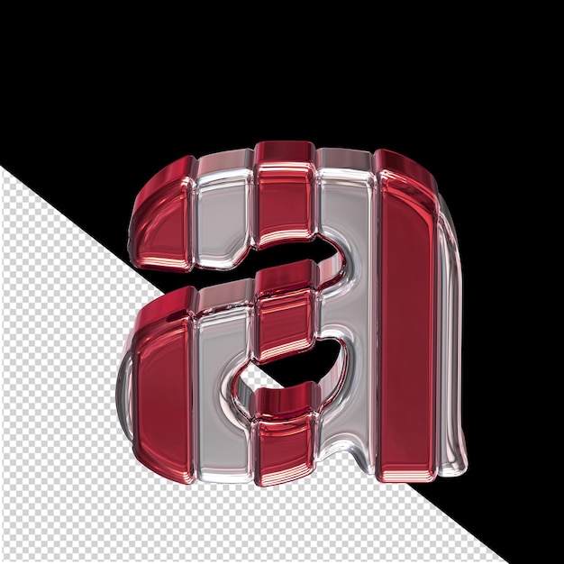 PSD silver symbol with red straps letter a