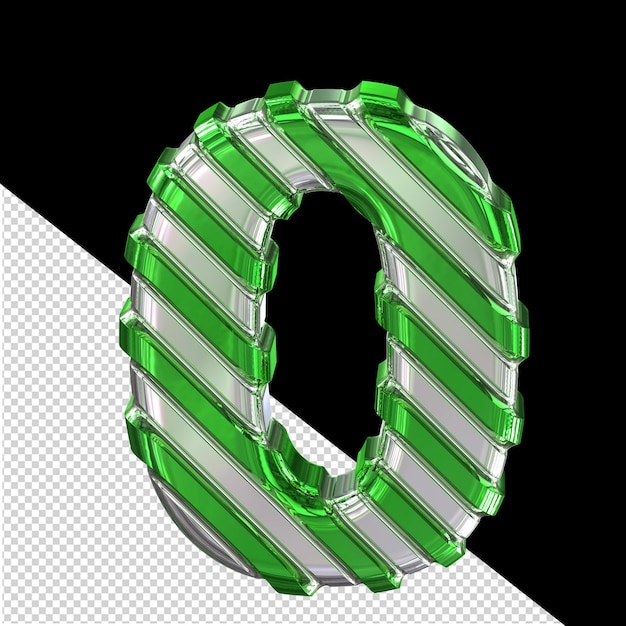 Silver symbol with thin green diagonal strapsnumber 0