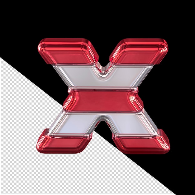 Silver symbol with thin red horizontal straps letter x