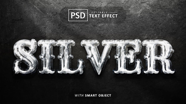 Silver text editable 3d font effects