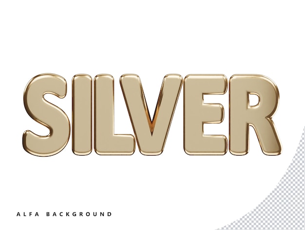 Silver text effect 3d rendering vector illustration