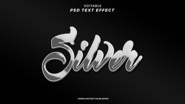 PSD silver text effect editable design