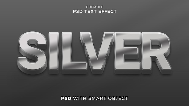 silver text effect editable template