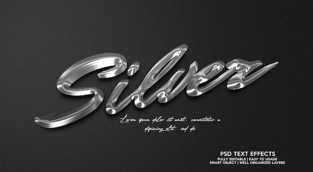 Silver text effect template