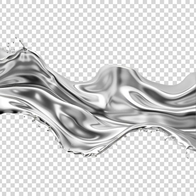 PSD silver wave liquid splash isolated on a transparent background