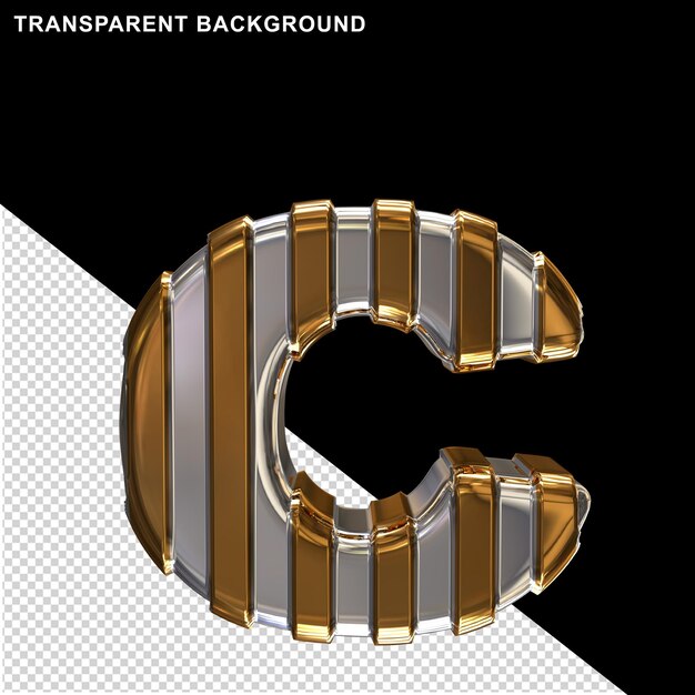 Silver with gold vertical straps letter c