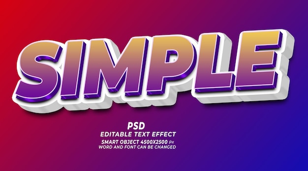 Simple 3d editable text effect PSD template smart object