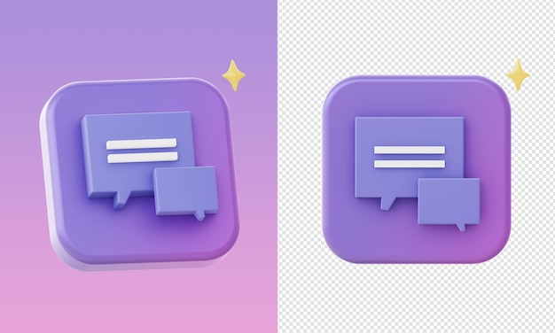 Simple 3d purple chat bubble illustration icons for UI UX web mobile apps social media ads designs