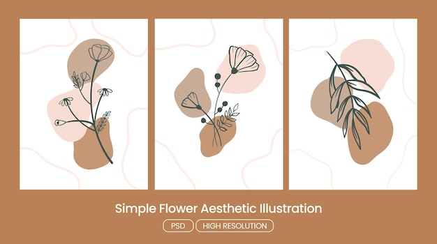 PSD simple and aesthetic flower illustration with an elegant touch