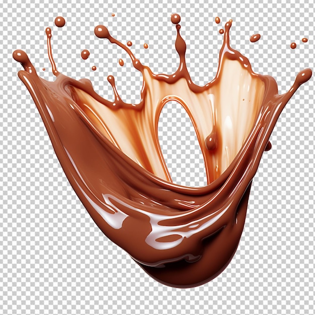 A simple brown chocolate splash isolated on transparent background