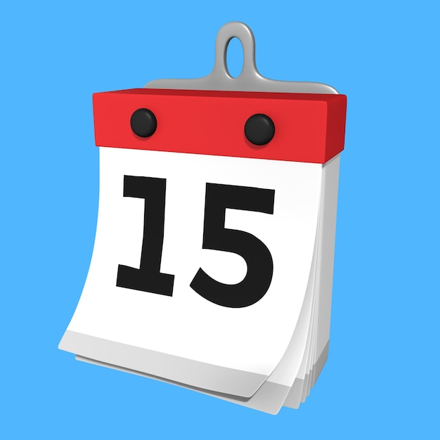 A simple calendar with the number 15 on the front