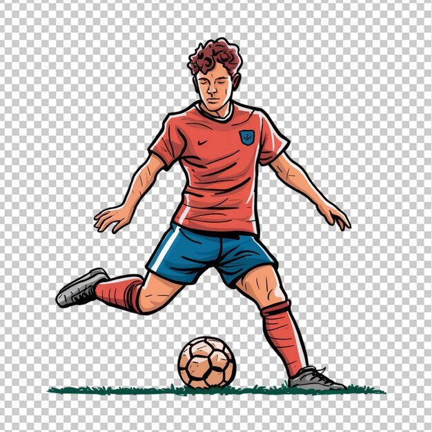 A simple coloured sketch of a soccer player isolated on transparent background