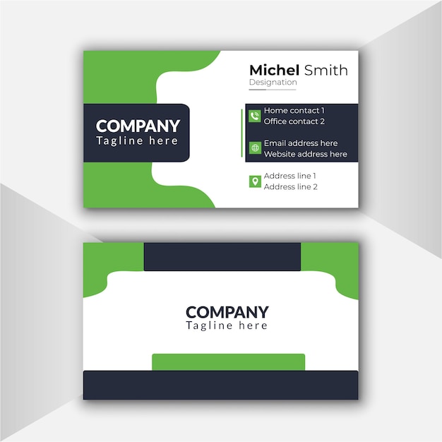 PSD simple creative business card design with green and black color