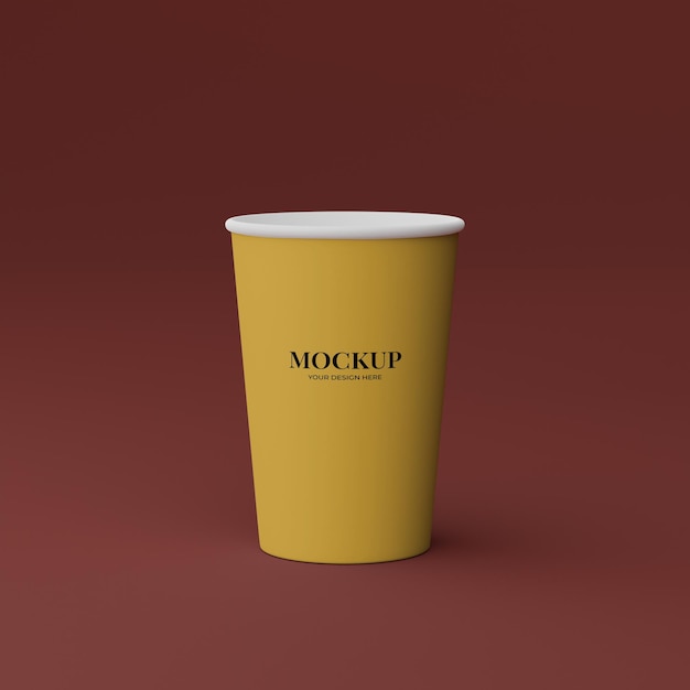 Simple cup mockup on the red background