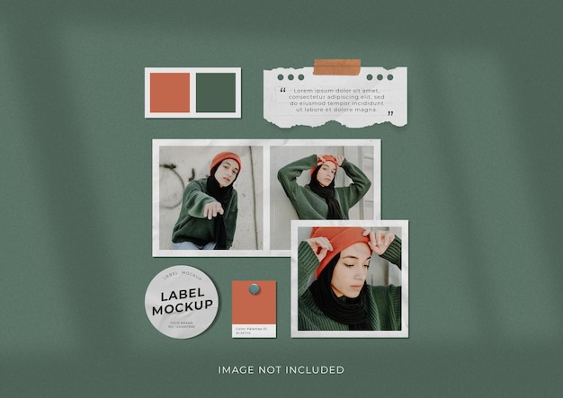 Simple fashion photo frame set moodboard mockup