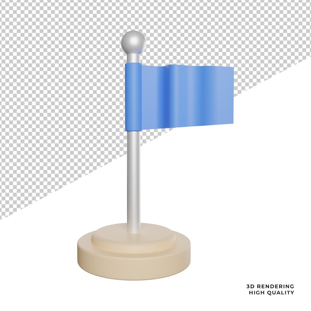 Simple flag mark sign side view icon 3d rendering illustration with transparent background