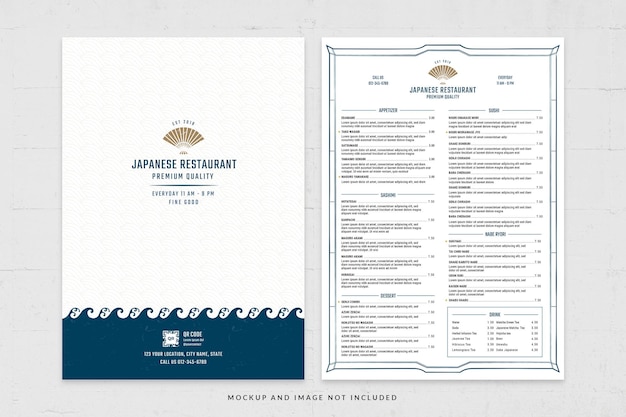 Simple Food Menu Template in PSD for Japanese Restaurant