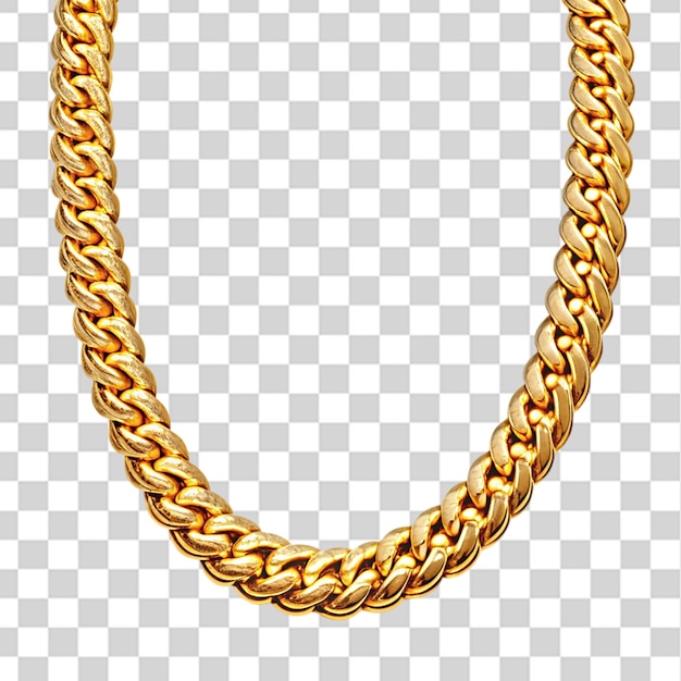 PSD simple golden neck chain isolated on transparent background