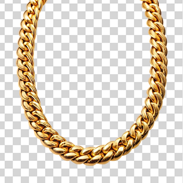 PSD simple golden neck chain isolated on transparent background