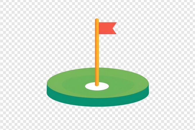 Simple golf flag on green field isolated on a transparent background