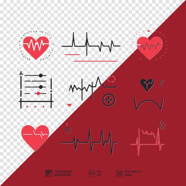 PSD simple heartbeat line set image without backgroundhd quality