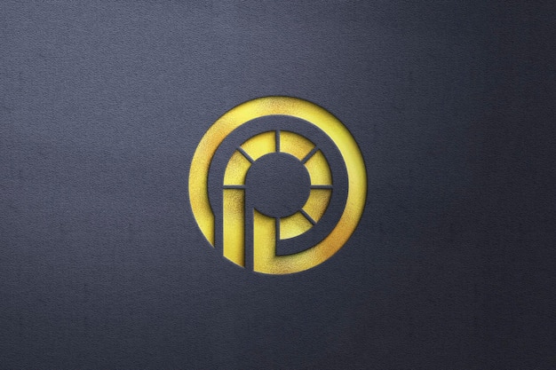 Simple Light Gold Logo Mockup on Dark Texture Background