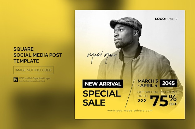 Simple Minimal Fashion Square Social Media Post Banner Template