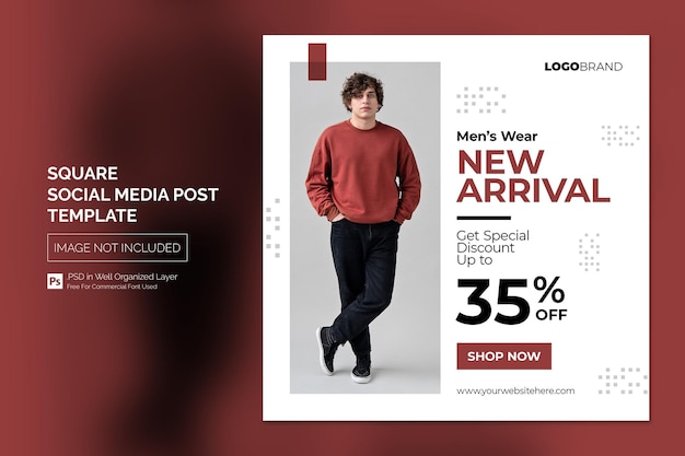 Simple Minimal Fashion Square Social Media Post Banner Template