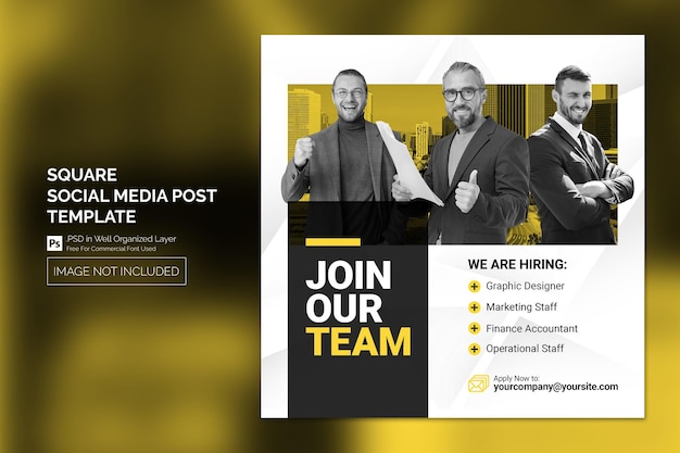 Simple Minimal Job Vacancy Square Banner or Social Media Post Template