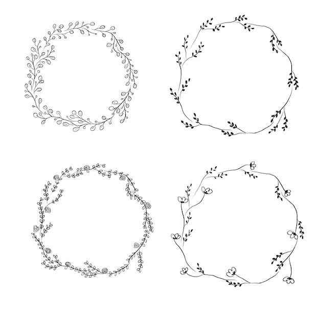 PSD simple minimalist wreath flower and leaf