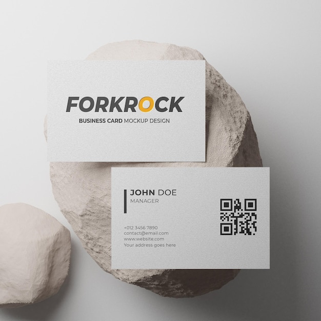 Simple modern business card mockup on rock