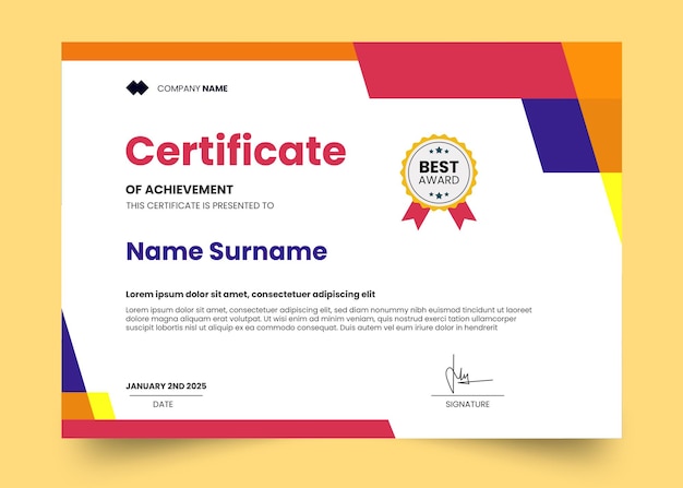 Simple and modern certificate design template