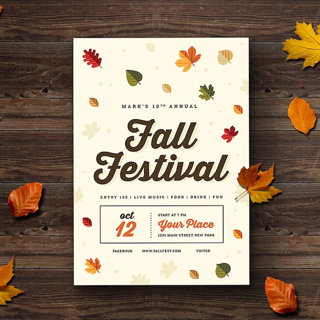 PSD simple modern fall festival event flyer