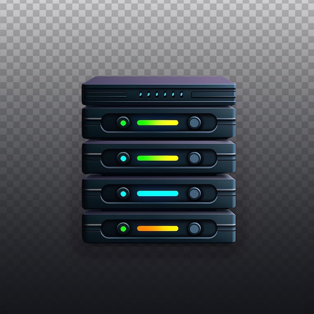 PSD simple modern server icon on black background