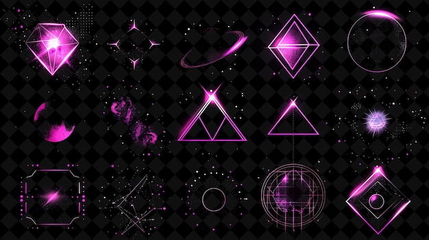 PSD simple nebula 16 bit pixel with gas and dust and geometric p y2k shape neon color art collections