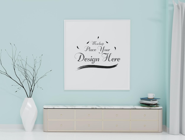 Simple photo frame mockup in living room