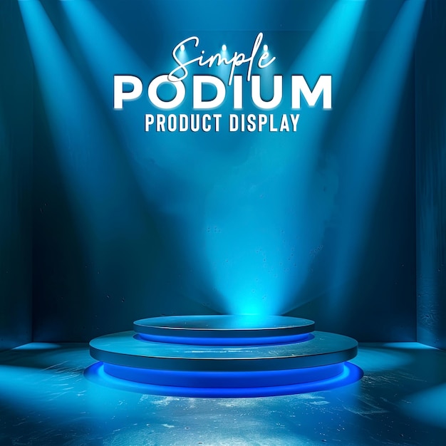 PSD simple podium with blue light for product presentation display scene