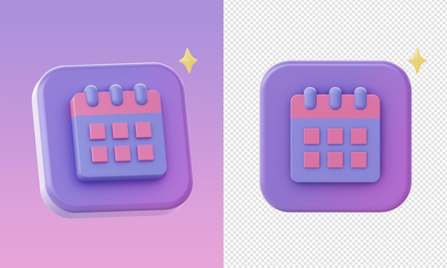 simple purple 3d calendar schedule icons for UI UX web mobile apps social media ads designs