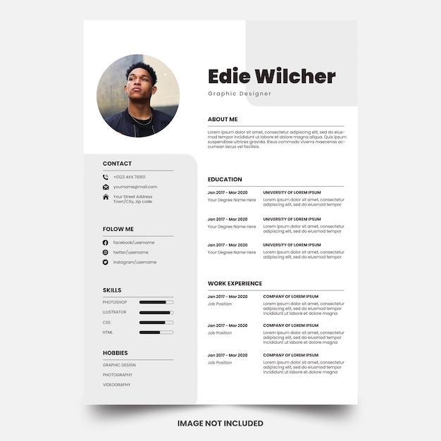 Simple resume design editable template