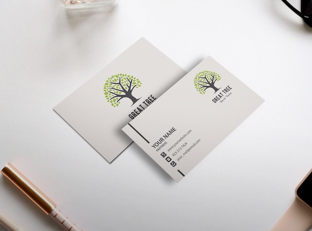 Simple white business card mockup design