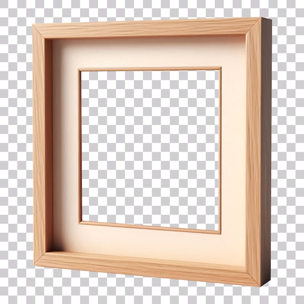 A simple wooden picture frame isolated on a transparent background