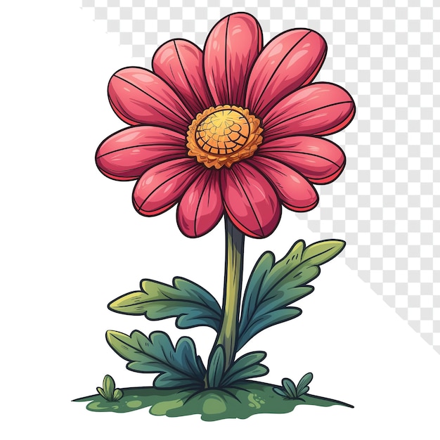 Simplified Cartoon Flower Illustration Transparent Background