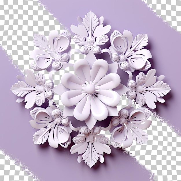 Simplified version Paper flowers symmetrical ornament lilac background