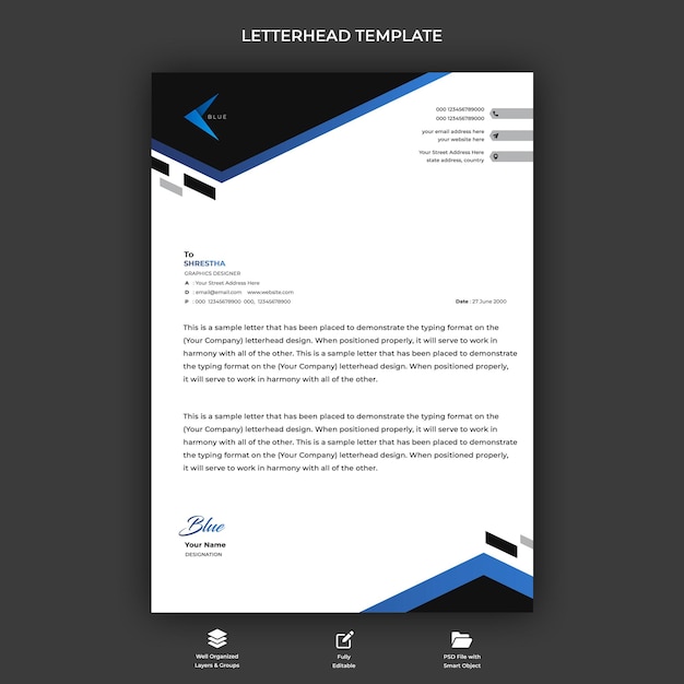 Simplistic letterhead premium psd